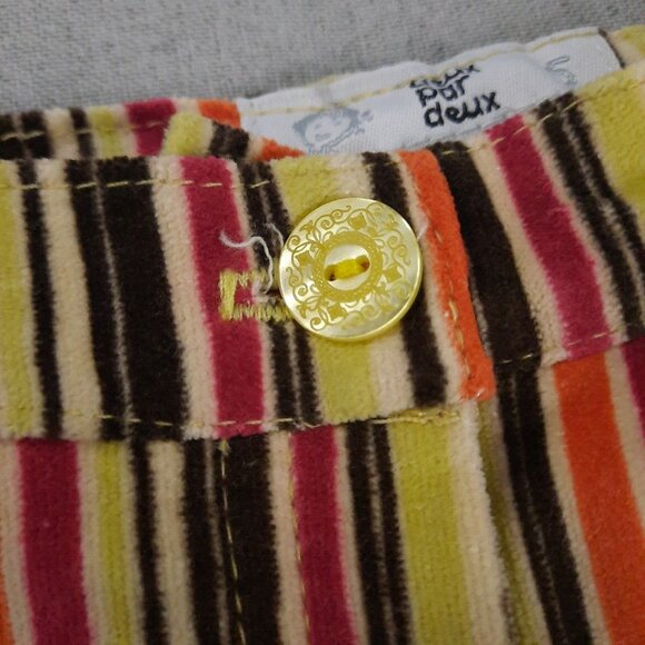 Deux par Deux Girls Outfit 5 Orange Pink Top Velour Stripe Pants Y2K 2000s Retro - Picture 8 of 16
